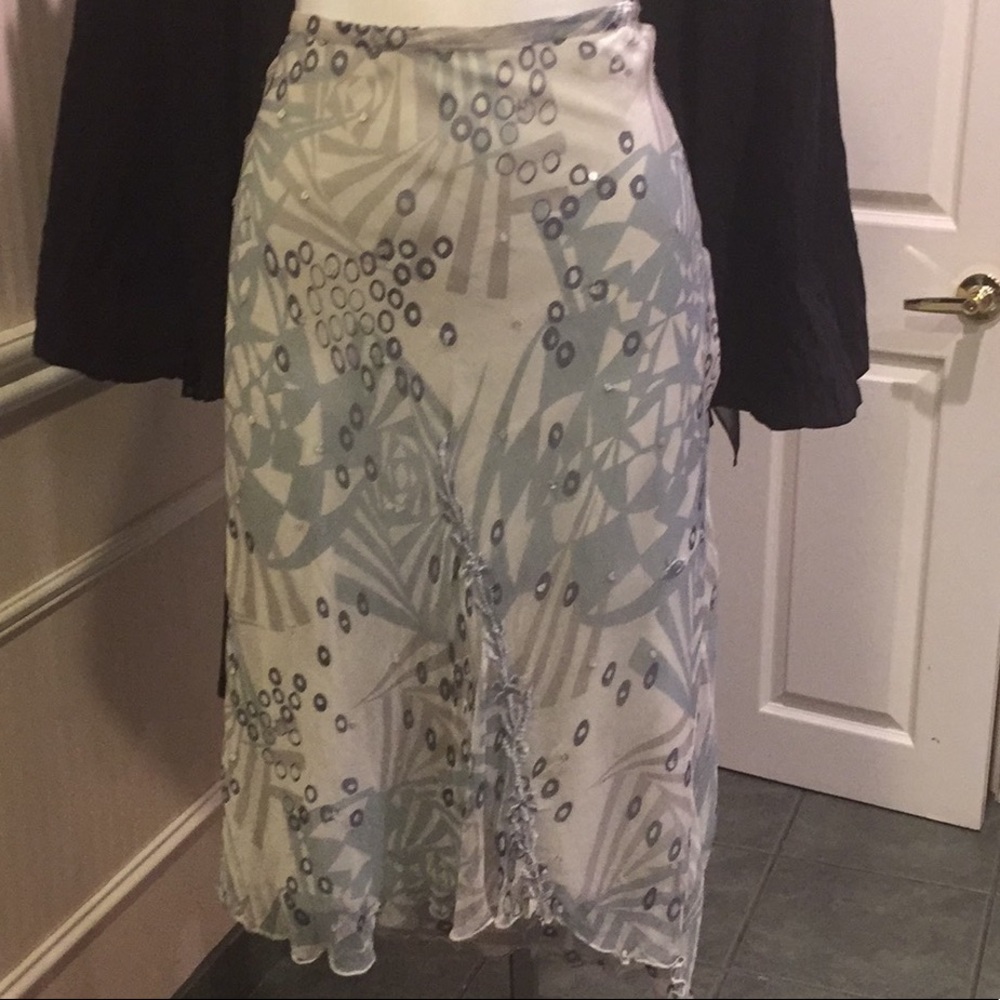 NWOT Grey patterned  2 tone with rhinestones fully lined Skirt